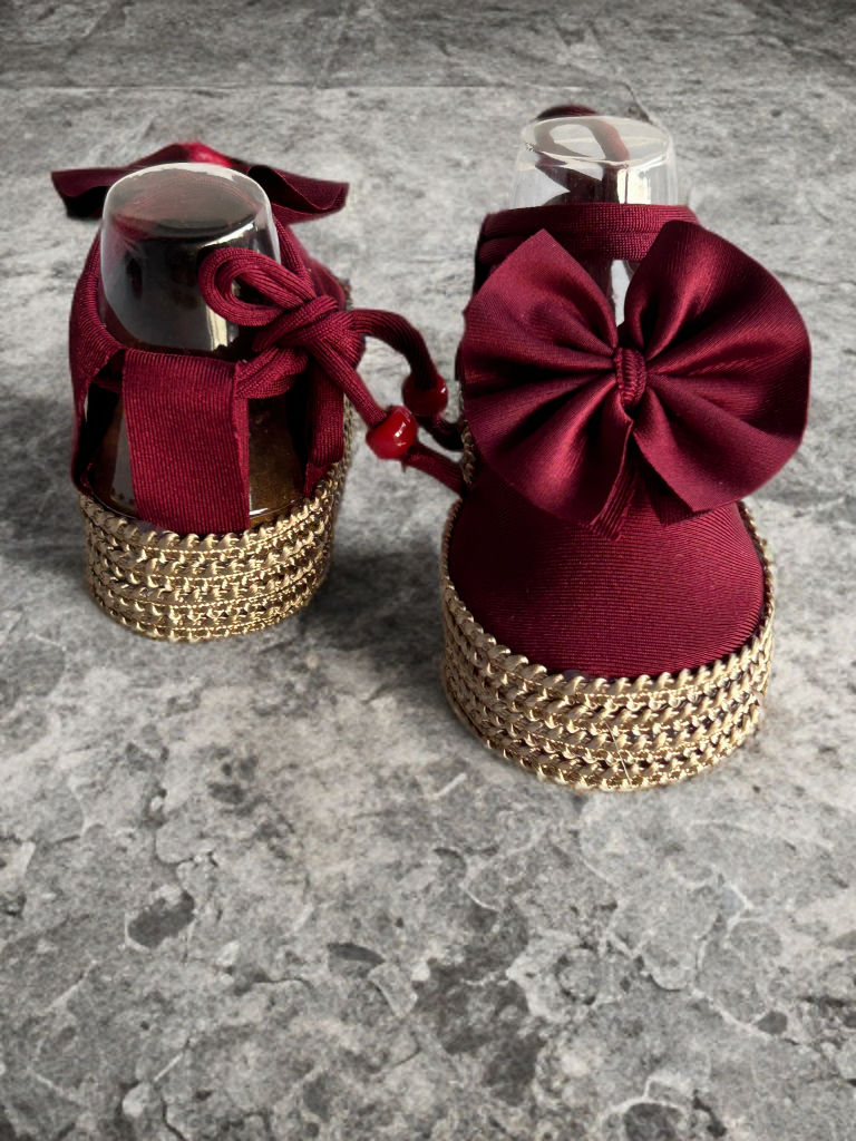 Burgundy Bow Booties