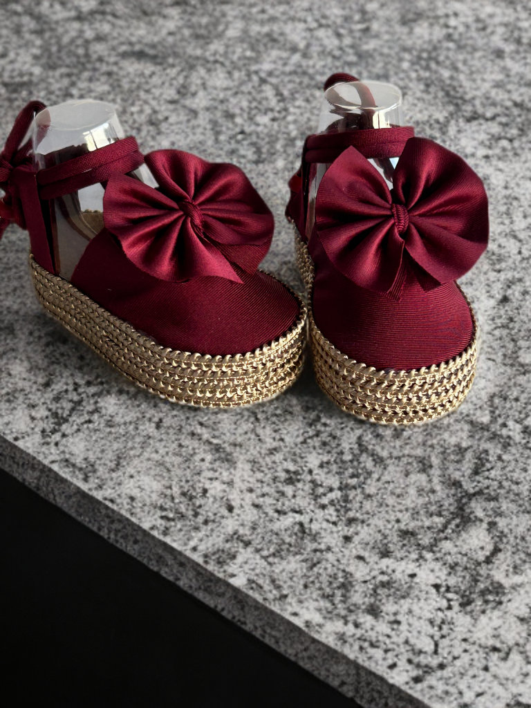 Burgundy Bow Booties