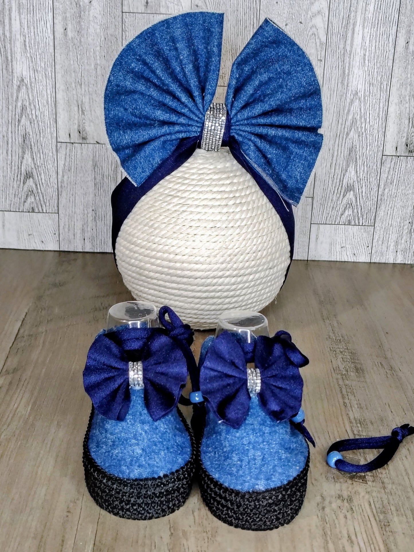 Denim Bow Booties