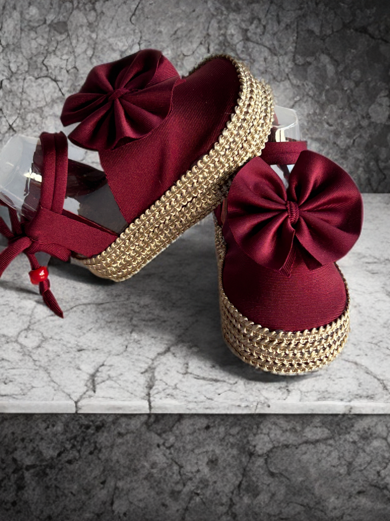 Burgundy Bow Booties