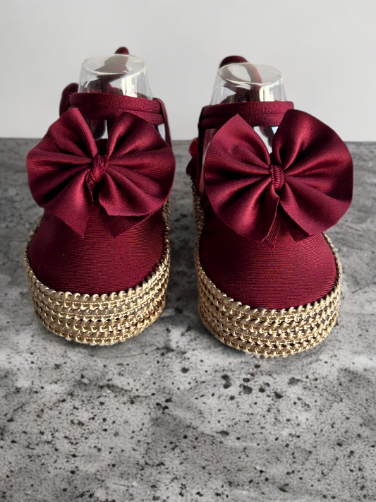 Burgundy Bow Booties
